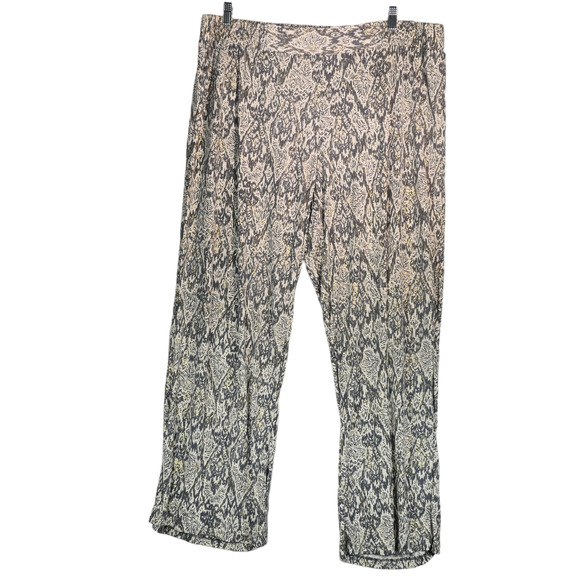 NEW Iman Global Chic Joggers Women Size 3X Gray Gold Pull On Travel Animal Print - Picture 1 of 9